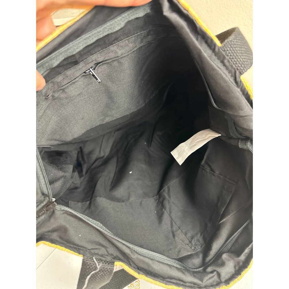 Thankful Grateful Blessed Tote Bag With Black Handles – Large   – Yellow & Black - Picture 8 of 11